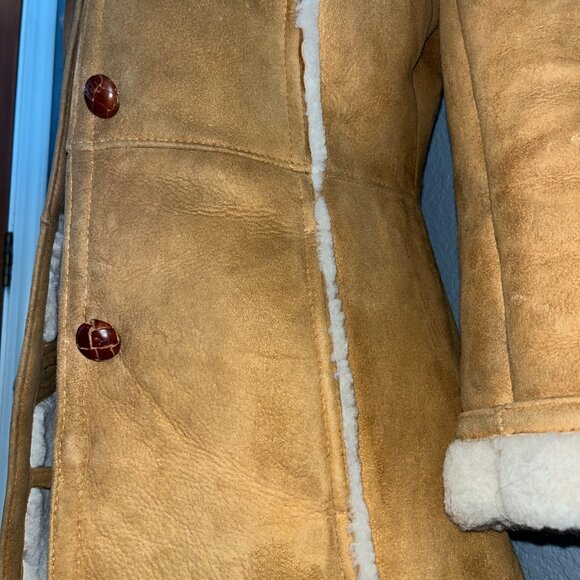 VINTAGE 70'S MATTERHORN NAPA SUEDE SHEEPSKIN SHERPA JACKET COAT - MADE IN USA -8 - Picture 4 of 15